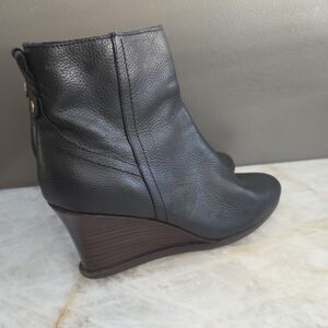Elegant Black Leather Wedge Ankle Boots by Lucca Lane